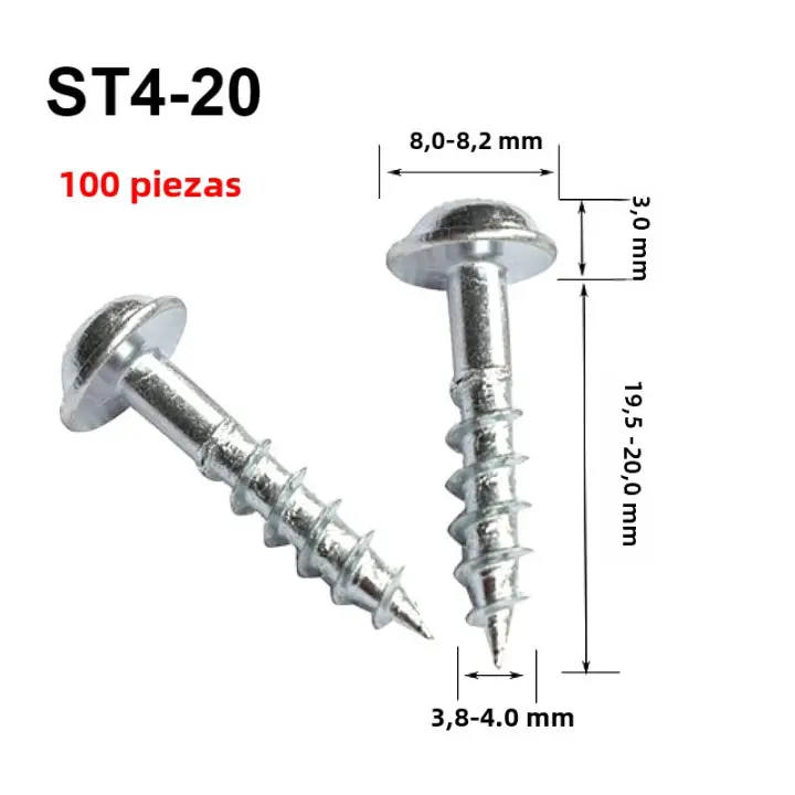 100pcs Tornillos Autoperforantes De Alta Resistencia Para Trabaje En Madera Con Agujeros Oblicuos Y Acero Galvanizado Para Soldadura En Finales ST4-25 ST4-38 - 1