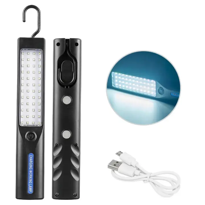 Linterna LED Recargable USB Con Luz De Trabajo Magnética Para Emergencias Y Reparación De Automóviles Linterna De Camping Portátil - 1