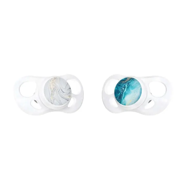 Twistshake 2x Chupete 0-6m Marmol Azul/Gris - 1