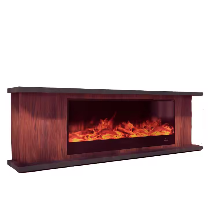 Sen Mueble Complete Arosio 108 Madera Marron y Chimenea Electrica 1500W Mando a Distancia Mueble Artesanal Calidad Resistencia y Diseno Para Cualquier Environment Mando to Distancia - 1