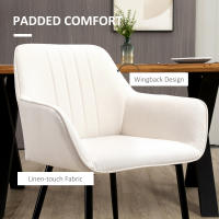 HOMCOM Sillas de Comedor HOMCOM Sillas de Visita Diseño Escandinavo - Juego de 2 sillas - Patas cónicas de metal negro - Asiento, respaldo y reposabrazos ergonómicos de Lino - details 4
