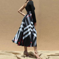 Vestido Elegante Para Mujer Con Un Hombro Largo Manga Completa Estampado Cintura Alta Abertura Vestido Para Cumpleaños Y Fiestas Nocturnas - details 10