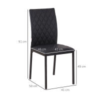 HOMCOM Silla de comedor, 4-Juego de silla de comedor, sillas de comedor tapizadas, silla tapizada con patas de acero, silla de cocina para comedor, cuero sintético, negro, 41 x 50 x 91 cm - details 2