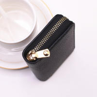 Cartera De Tarjetas De Negocio Para Hombres Y Mujeres En Gris PU Cuero Protegido Monedero Con Cierre De Cremallera 20 Espacios Para Tarjetas - details 4