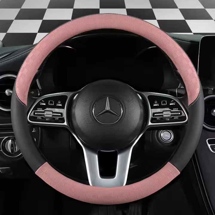 Nueva Funda Para Volante De Coche a Cuadros Cómoda Y Resistente Al Desgaste Antideslizante Fácil De Limpia Universal Para Todas Las Estaciones - 1