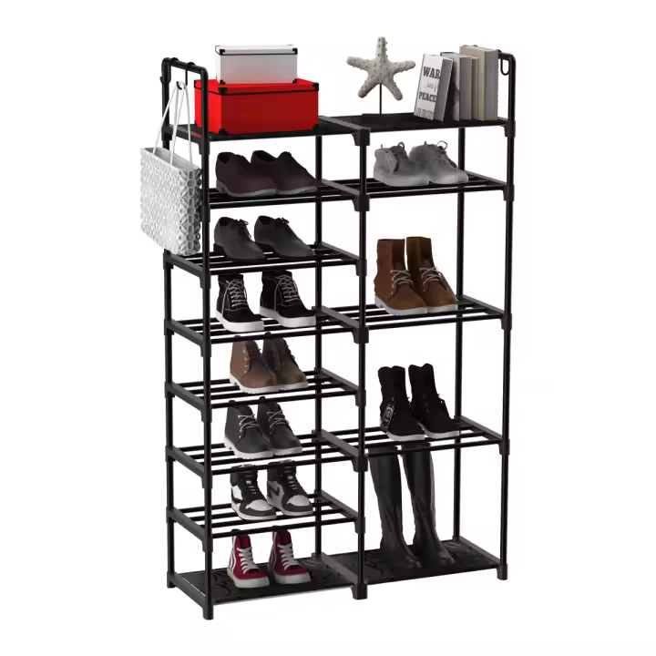 T-lovendo Zapatero de 9 Niveles Almacenamiento de Zapatos Organizador Hasta 30-35 Pares Estante Torre Tubos de Metal con Conectores de Plástico - 1