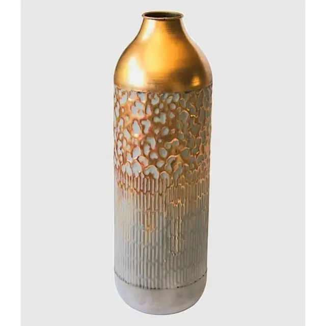 Jarrón metal gris dorado pequeño     -EkilikuaHome - 1
