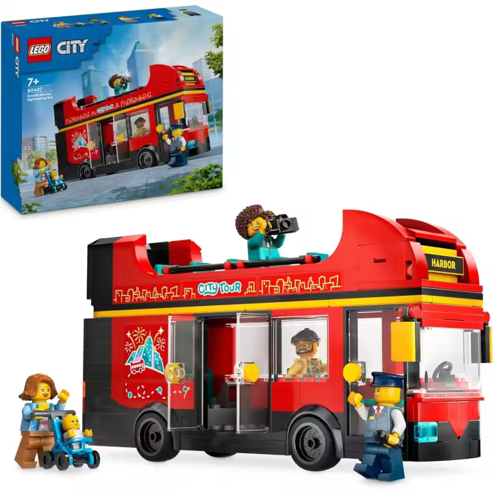 Lego City Autobús Turístico Rojo con 5 Minifiguras incluidas  Lego 60407 - 1