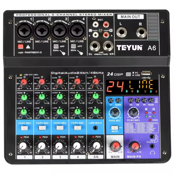 PRO - Mesa de Mezclas Bluetooth y USB de 6 canales para disfrutar de música sin límites - 1