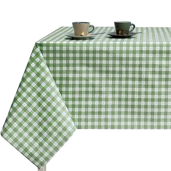 Mantel de tela Antimanchas Vicky para mesa rectangular - Fácil de limpiar, lavable e impermeable - Ideal para hogar interior y exterior-color verde - 1