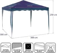 Carpa Cenador Gazebo Plegable 3 x 3 m Azul | Mejores Tubos de Acero de Alta Resistencia Plegables, Antiviento, Protección UV, Bolsa de Transporte| para Playa, Camping, Jardín, Exteriores - details 0