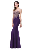 Vestido De Noche Elegante De Sirena Para Mujer Azul Rojo Con Aplicaciones Doradas Lace Sweetheart Illusion Vestido De Boda Fiesta Prom Robe De Soiree - details 19