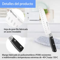DESEOS Juego cuchillos de cocina Family | Serie cuchillos de cocina | Hoja de acero inox | Mango ergonómico de POM | Varios tipos | Cuchillo de cocina, rebanador, panero, santoku, deshuesador, multiusos, chuletero y pelador - details 5