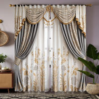 2 Piezas Cortinas De Flor Vintage Gris HD Para Decoración De Hogar Estilo Rústico Para Sala De Estar Y Dormitorio Tela De Poliéster 100% - details 1