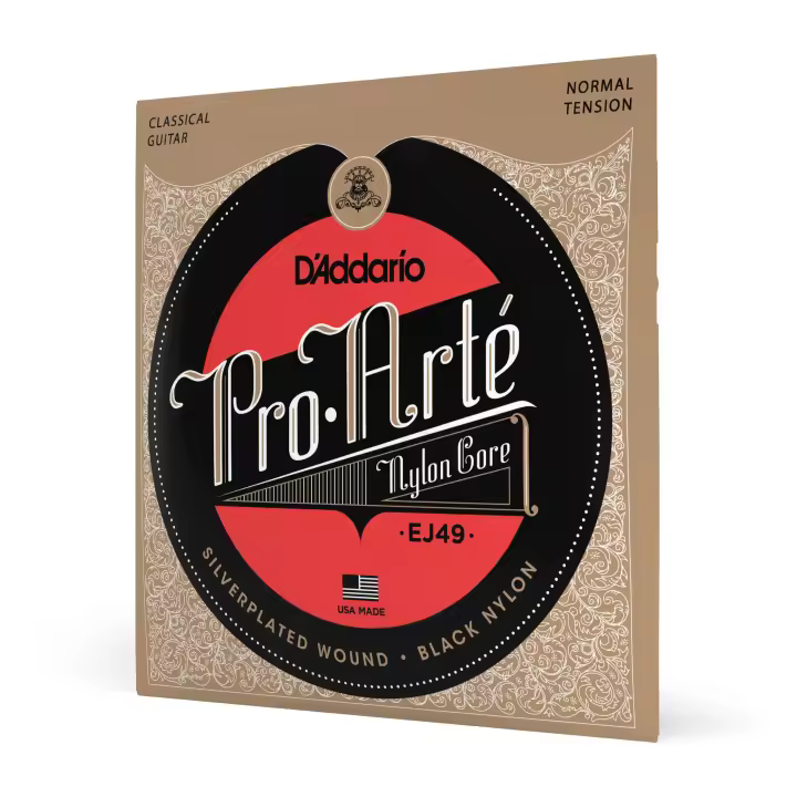 D'Addario EJ49 Pro-Arte Black Nylon Classical Guitar Strings, Normal Tension. Code. EJ49 - 1