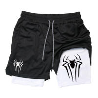 Shorts De Rendimiento Para Hombre Con Estampado De Araña 2 En 1 Shorts De Gym Para Correr Con Bolsillos Para Teléfono Y Cinta Atleta Activo - details 19