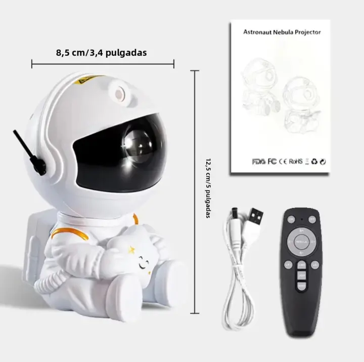 Proyector De Luz Ambiental Astronauta Estelar Proyección De Nébula Y Ondas De Agua Para Dormitorio Luz Noturna Con Dibujos Animados - 1
