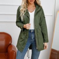 Abrigo De Trench De Algodón Para Mujer plus Talla Con Capucha Estilo Casual Cierre De Cremallera Manga Larga Color Sólido Para Otoño E Invierno - details 19