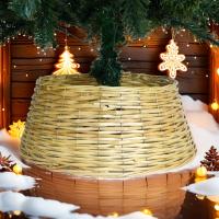 Pie de Árbol de Navidad, Natural Mimbre, Base para Árbol de Navidad, Tamaño 39 cm Superior x 20 cm de Alto x 49 cm Inferior, Base Decorativa para Árbol, Falda Tejida para Soporte de Árbol - details 0