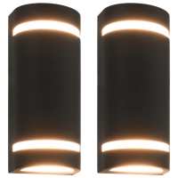 vidaXL Lámparas de Pared para Jardín (2 unidades) Semicircular 35 W Negra Iluminación Dimensiones 75 x 95 x 150 mm, 75 x 95 x 238 mm - details 1