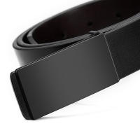 Cinturón De Cuero PU Para Hombre De Calidad Superior Con Hebilla Lisa Casual Para Jeans Negro Ancho 3.3cm Accesorio Essencial Para El Vestir Diario - details 3