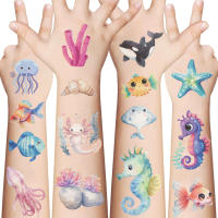 10 Hojas De Pegatinas De Tatuaje Temporal Con Animales Marinos Para Niños Impermeables Para Brazos Y Cuerpo Regalo De Juguetes - details 2