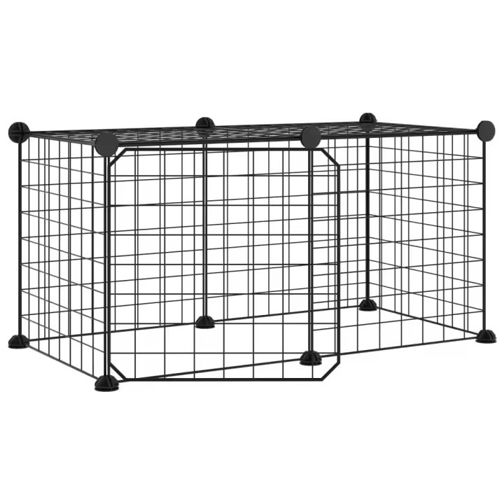 vidaXL Jaula para Mascotas de 8 Paneles con Puerta Acero Negro Animal Pequeño 35x35cm Altura de la rejilla (Cada una) 4.3 cm, 1.5 cm - 1