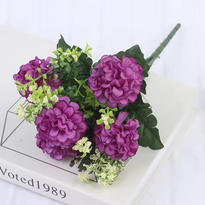Bouquet De 1 Vaso De Hiedra Artificial Con 5 Cabezas De Algodón Decoración De Hogar Y Boda Falsa Lujo Para Interior Y Exterior - 1
