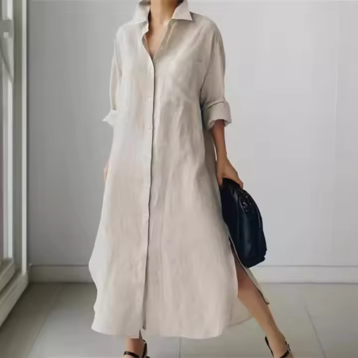 Camisa De Punto De Algodón Y Lino Para Mujer Moda Verano Elegante Cardigan Irregular Suéter De Manga Larga Cierre Único - 1