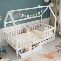 Casa de Pino Cama Infantil, 90x200 cm, sin Colon, Blanco - details 2