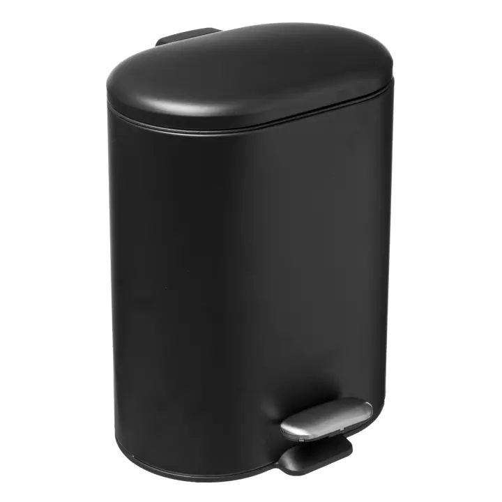 WELL HOME - Cubo pedal acero inoxidable Siliflex 6 L negro - 1