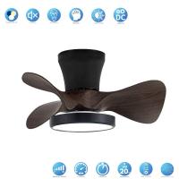 Akunadecor - Ventilador de techo modelo CANDY negro madera, motor DC 6 velocidades Tecnología Led 20W sistema CCT 1900 Lúmenes, Control remoto con temporizador, luz regulable en color e intensidad, Memoria motor inverter verano/invierno ultra silencioso. - details 0