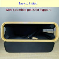 Cesta De Almacenamiento Grande Con Estante Y Porta Papel De 12 Rolls De Tissue Cubierta De Tela Oxford Y Bamboo - details 2