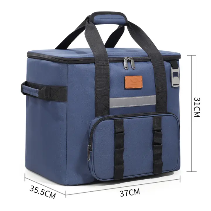 Bolsa de picnic portátil de gran capacidad, bolsa de hielo para automóvil, bolsa para acampar al aire libre, bolsa de almuerzo cuadrada de gran capacidad, bolsa de aislamiento portátil - 1