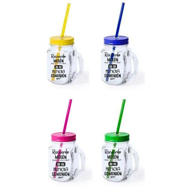 Disok - Lote 20 Jarras Cristal con Tapa Metálica - Frases Recuerdo Molón - Regalos para Comuniones - 1