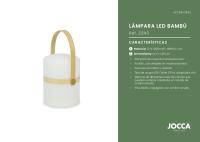 Lampara portátil Jocca en color blanco con detalles de bambú, con iluminación LED para uso interior y exterior, recargable por USB, dispone de diferentes luces de colores y funciona por mando de control remoto. - details 2