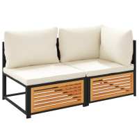 vidaXL Sofá de jardín 2 plazas con cojines madera maciza de acacia Antracita, Crema, Conjunto Terraza Muebles Jardín Exterior Juego de Muebles de jardín Mueble Jardín Exterior Muebles de Salon Exterior - details 1