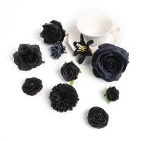 2/5/10Pcs Cabezas De Flores Artificiales Negras Para Decoración De Boda Y Habitaciones Arreglo Floral Falso Para Wreath DIY Y Regalos - details 2