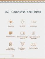 Lámpara De Uñas LED Recargable 54W Sin Cable Para Secado De Esmalte Gel Con Sensor Automático Machine De Secado De Uñas Wireless Tamaño 19*19*9cm Peso 820g - details 7