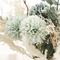 Arreglo De Flores Artificiales Rosa Bouquet Con Bulrush Pampas Plástico Para Bodas Decoración De Hogar Y Sala De Estar - details 5