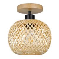 Lámpara De Techo Retro De Bambú Tejida E27 Para Sala De Estar Y Pasillos Luz Decorativa De Madera Natural Fuente De Alimentación AC 220V - details 4
