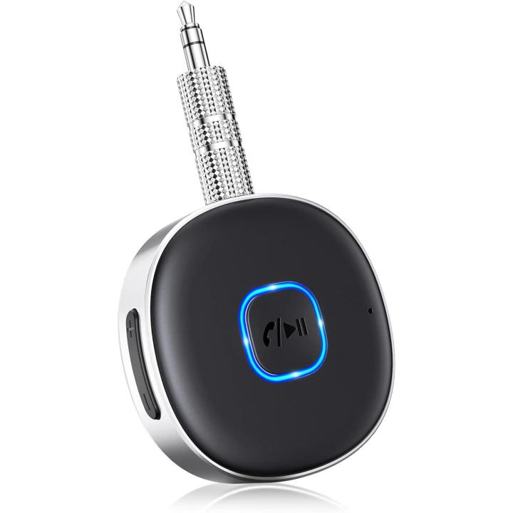 PORCHEDDU Mohard Receptor Bluetooth 5,3, AUX Adaptador Bluetooth Coche Audio Jack 3,5mm para Estéreo Domestico/Altavoz/Auriculares with Cable, Llamadas Manos Libres y Conexión Dual, Tiempo de Reproducción 16H