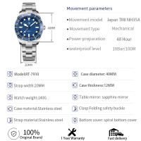 Reloj Mecánico Para Hombre Rollstimi 2024 Lujo Con Movimiento NH35 Resistentes Al Agua 100M Bisel Luminoso Acero Inoxidable Dial De Cristal De Zafiro - details 1