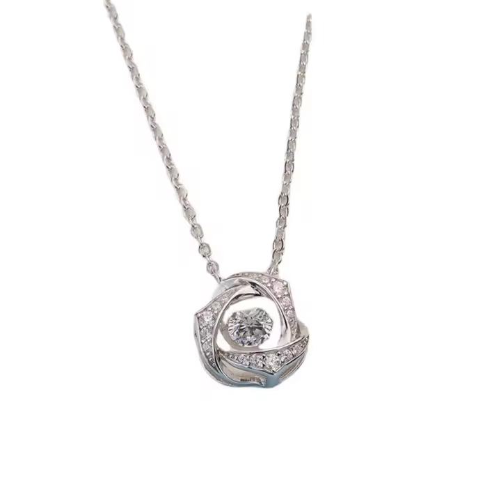 Collar para mujer plata 925 cadena colgante círculo - 1