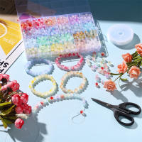 Kit De Joyería DIY Con 600 Piezas De Cuentas De Gelatina De Doble Color Y Cordón Elástico Para Pulseras Y Collares Unisex - details 0