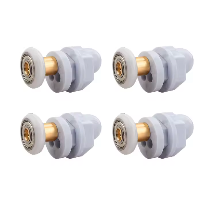 Rodillos para puerta de ducha, 4 piezas de rodillos de latón para puerta corredera de ducha, rodillos (19 mm) - 1