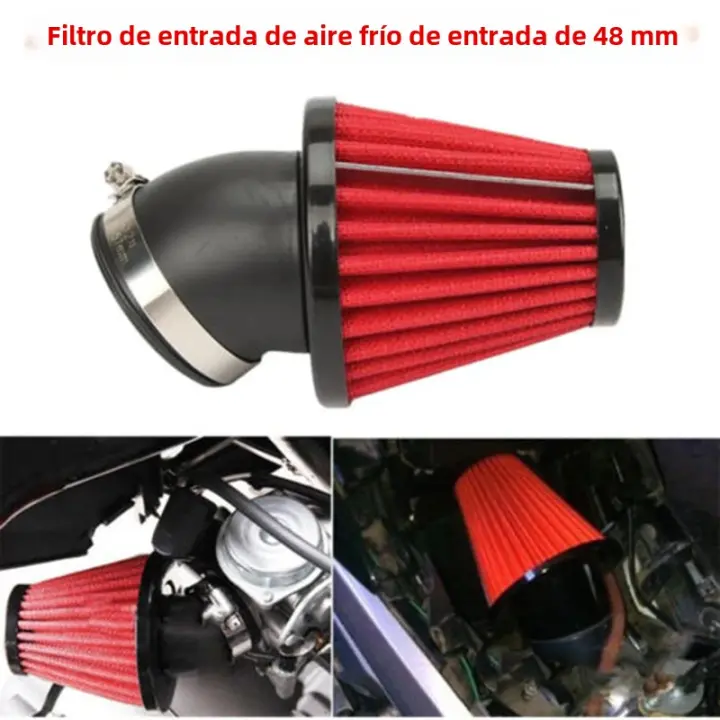 Filtro De Aire Tapered Universal Para Motocicleta 48mm Inletado En Ángulo De 45 Grados Material De Malla De Acero Inoxidable Doble Capa Y Goma - 1