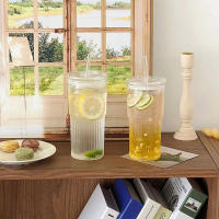 2pcs Vaso De Vidrio Transparente Con Tapa Y Pajita De 600ml Para Bebidas Y Café Frío Vajilla Ecológica Para El Hogar - details 7