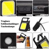 Linterna pequeña, linternas de lavero recargables brillantes, minilinterno COB de 1000 lúmenos con 3 Modos de Luz, Luz de Bolsillo con soporte plegable, abrebotellas y base magnética para caminar [Clase de eficiencia energética A ++] - details 1