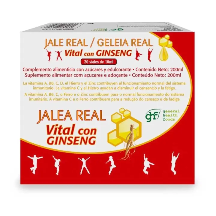 Jalea Real Vital Ginseng Viales 20x10ml GHF - Suplemento Energizante 100% Natural - 1